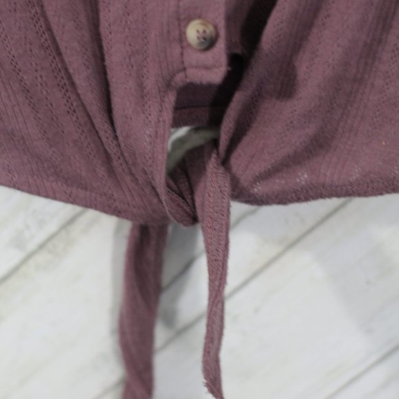 American eagle taupe button up short sleeve tee with tie on front Size XS - Picture 4 of 5